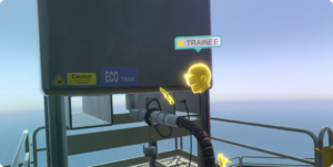 person training in VR on the oil rig