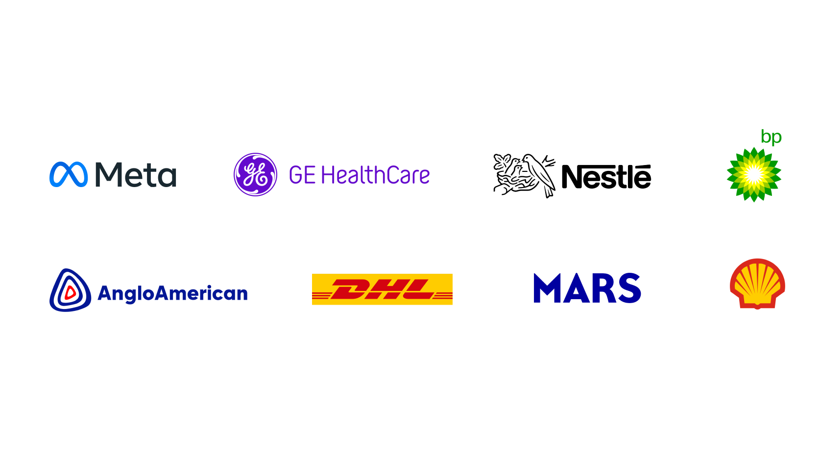 Our customer logos including Meta, Shell, BP, etc.