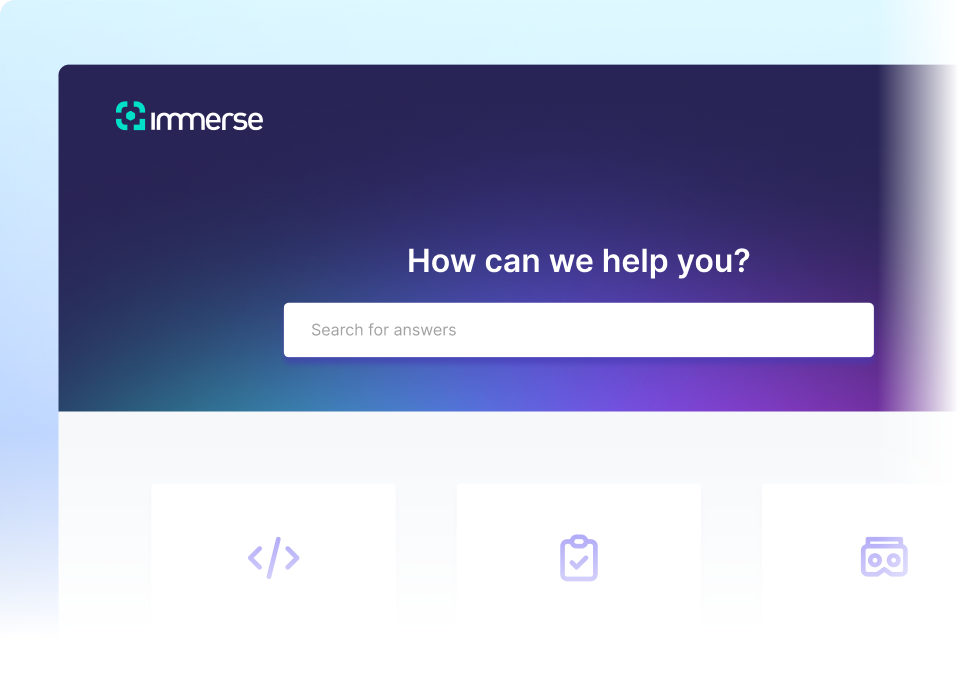 Immerse support centre screen